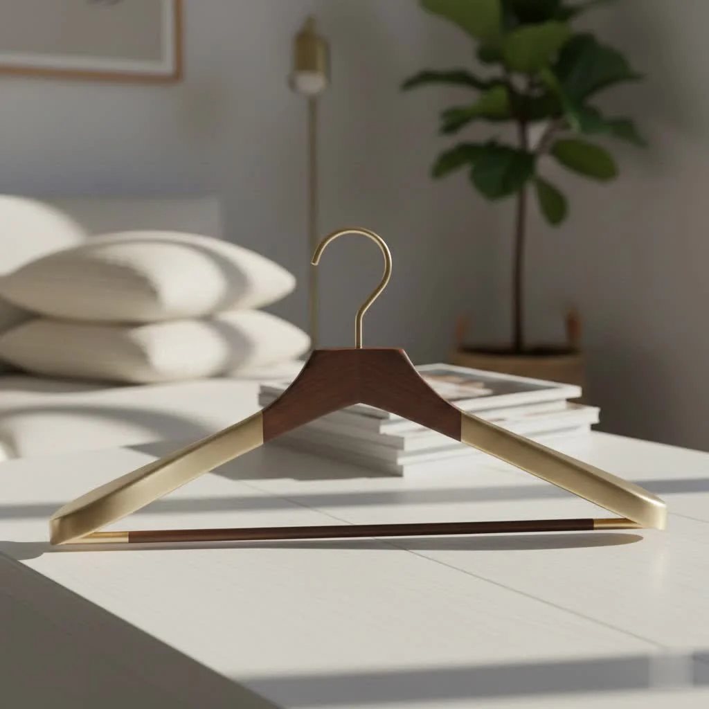 Shoe rack with clothes hangers in an organized entryway
